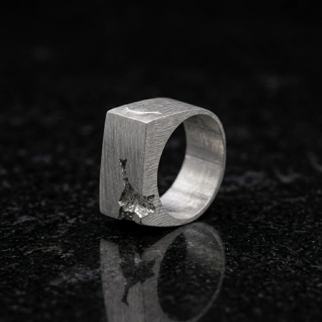 Professional broken signet ring product photo