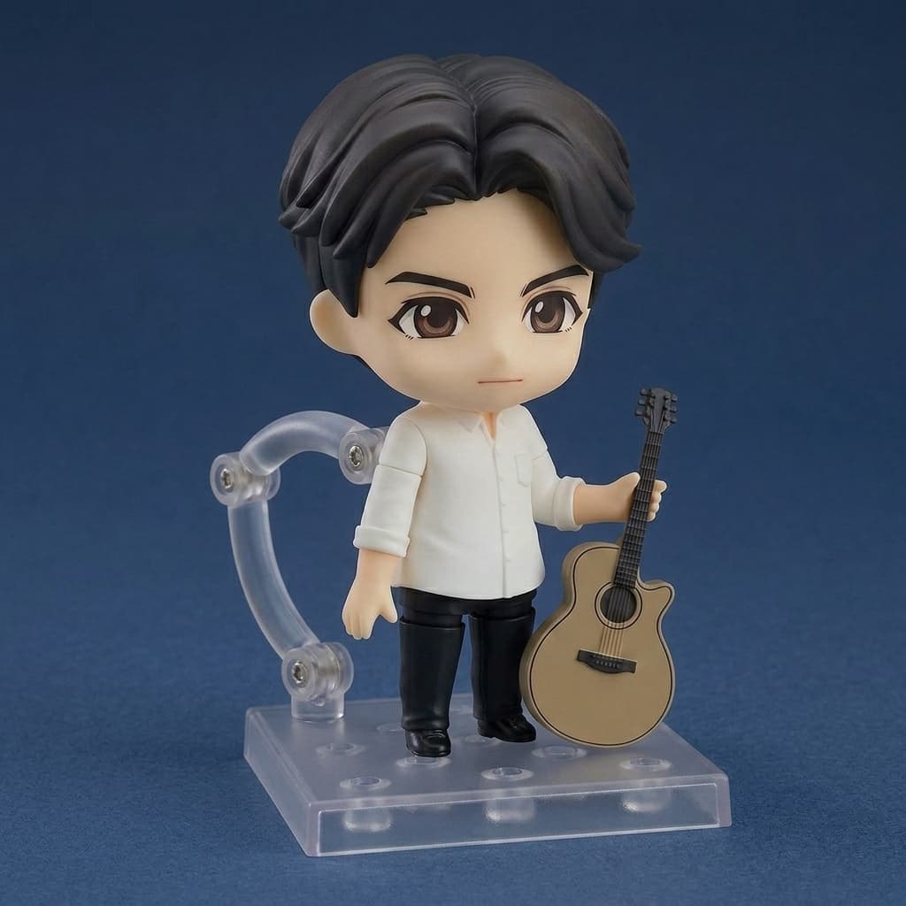 Professional figure product photo on a solid color background